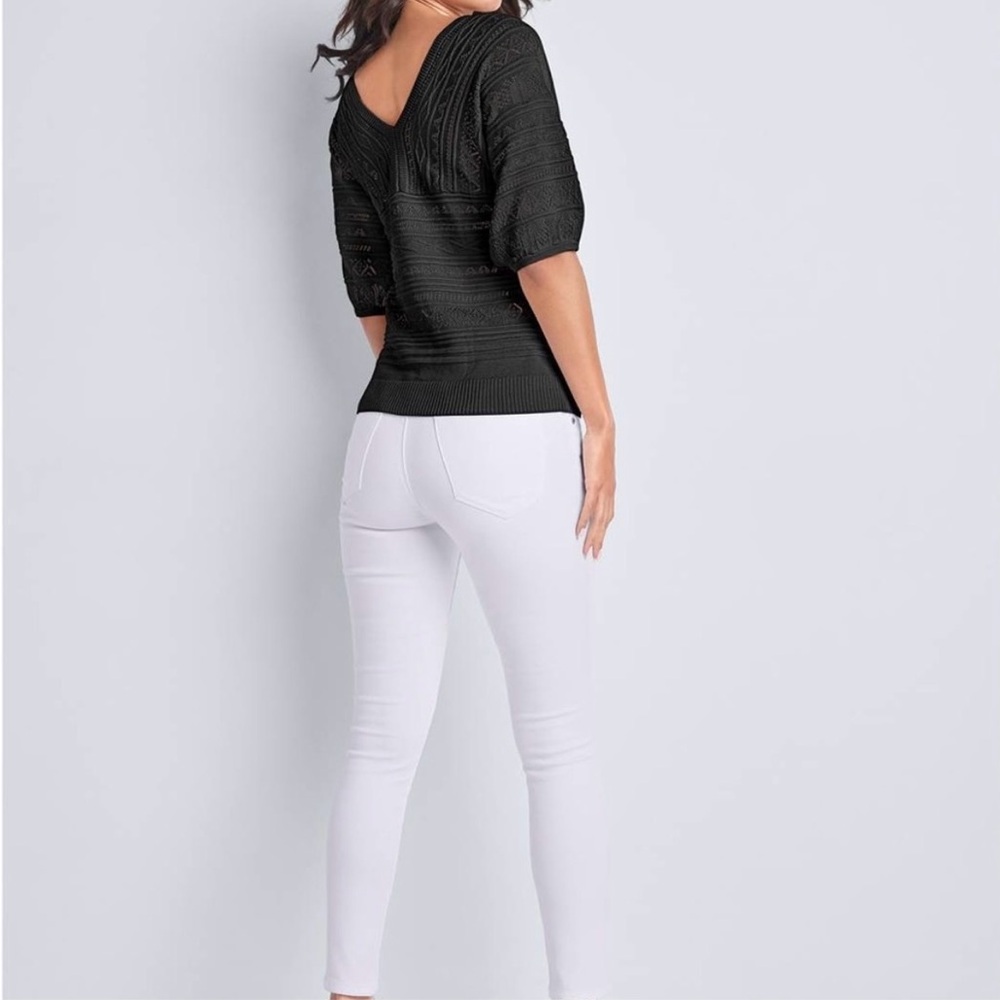 VENUS Short Sleeve Knit Sweater V-Neck / V-Back | Carolina Tarheel Blue! | M - Picture 6 of 9